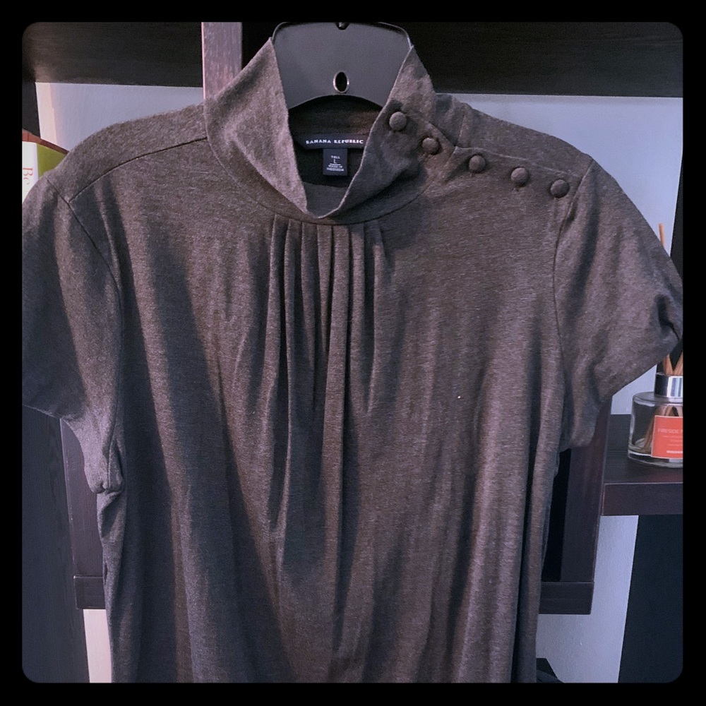 Charcoal Gray Turtleneck w/ Cap Sleeves